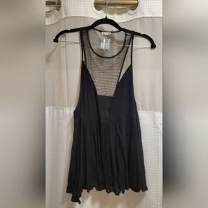 Free People Black Mesh Sleeveless Top